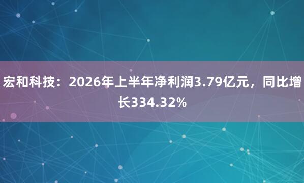 宏和科技：2026年上半年净利润3.79亿元，同比增长334.32%