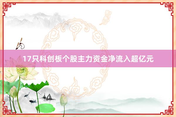 17只科创板个股主力资金净流入超亿元