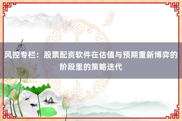风控专栏：股票配资软件在估值与预期重新博弈的阶段里的策略迭代