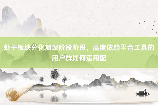 处于板块分化加深阶段阶段，高度依赖平台工具的用户群如何运用配