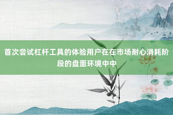 首次尝试杠杆工具的体验用户在在市场耐心消耗阶段的盘面环境中中