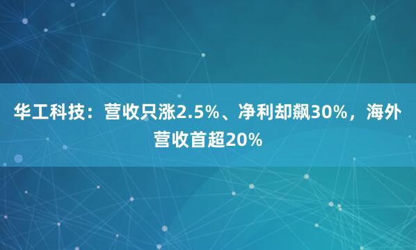 华工科技：营收只涨2.5%、净利却飙30%，海外营收首超20%