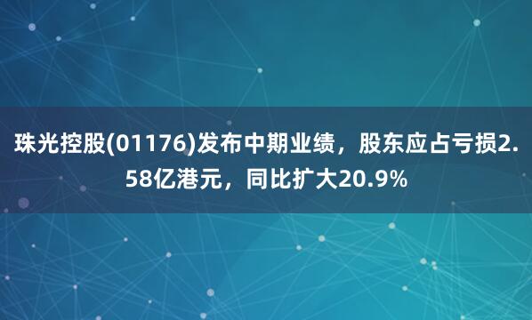 珠光控股(01176)发布中期业绩，股东应占亏损2.58亿港元，同比扩大20.9%
