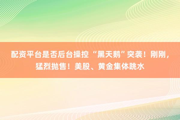 配资平台是否后台操控 “黑天鹅”突袭！刚刚，猛烈抛售！美股、黄金集体跳水