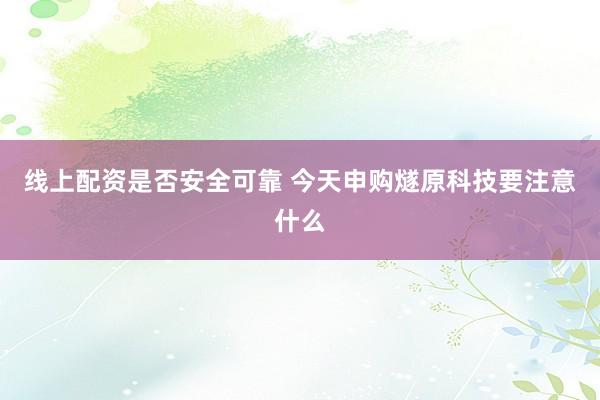 线上配资是否安全可靠 今天申购燧原科技要注意什么