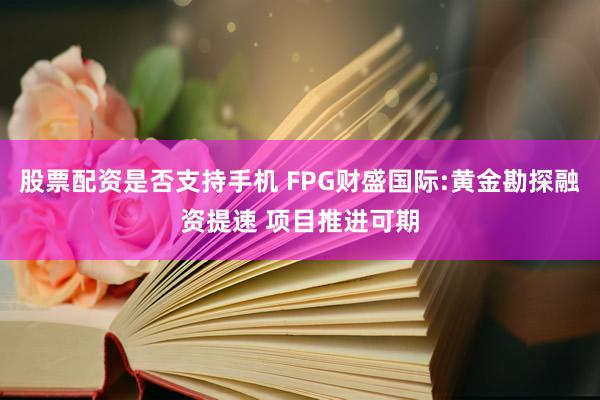 股票配资是否支持手机 FPG财盛国际:黄金勘探融资提速 项目推进可期
