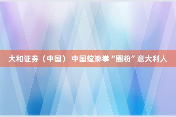 大和证券(中国) 中国螳螂拳“圈粉”意大利人